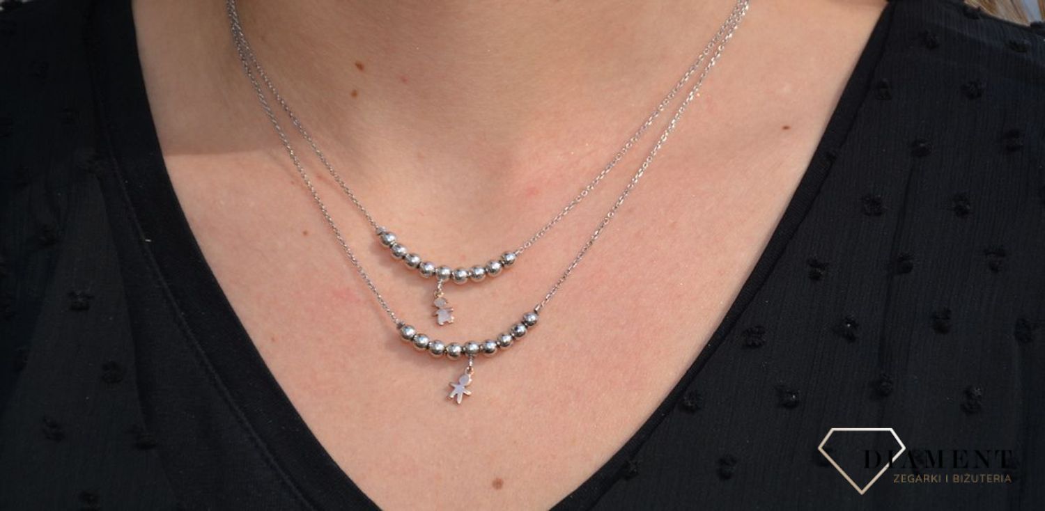 Naszyjnik srebrny, srebrne kuleczki 'To będzie dziewczynka' PE 15327.jpg